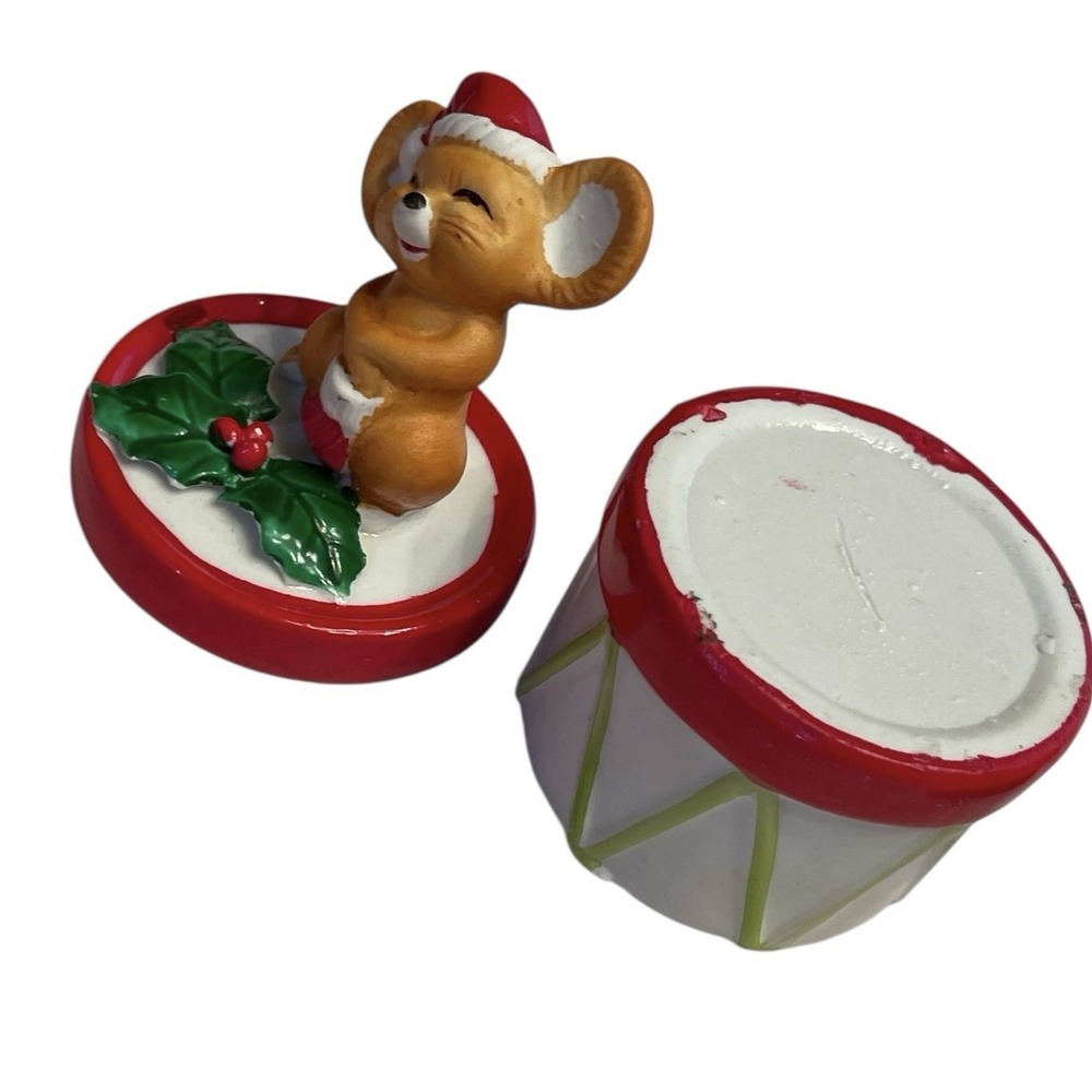Vintage Mouse Trinket Box Girl Bell Figurines 80s Christmas Decor Collectible - Picture 5 of 7